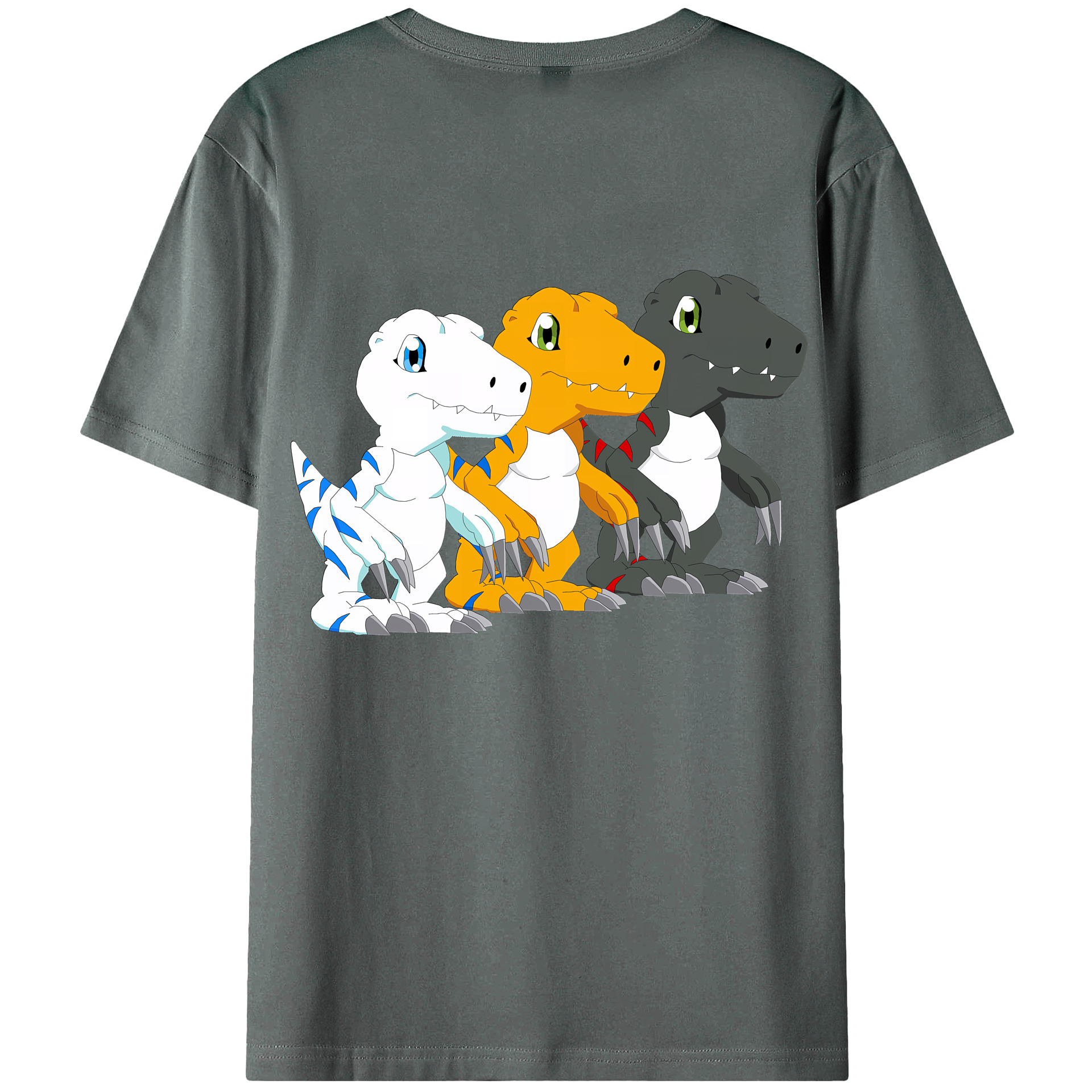 （画像用） Digimon デジタルモンスター/デジモン 綿100％ メンズ半袖Tシャツ（バックプリント） 通気性